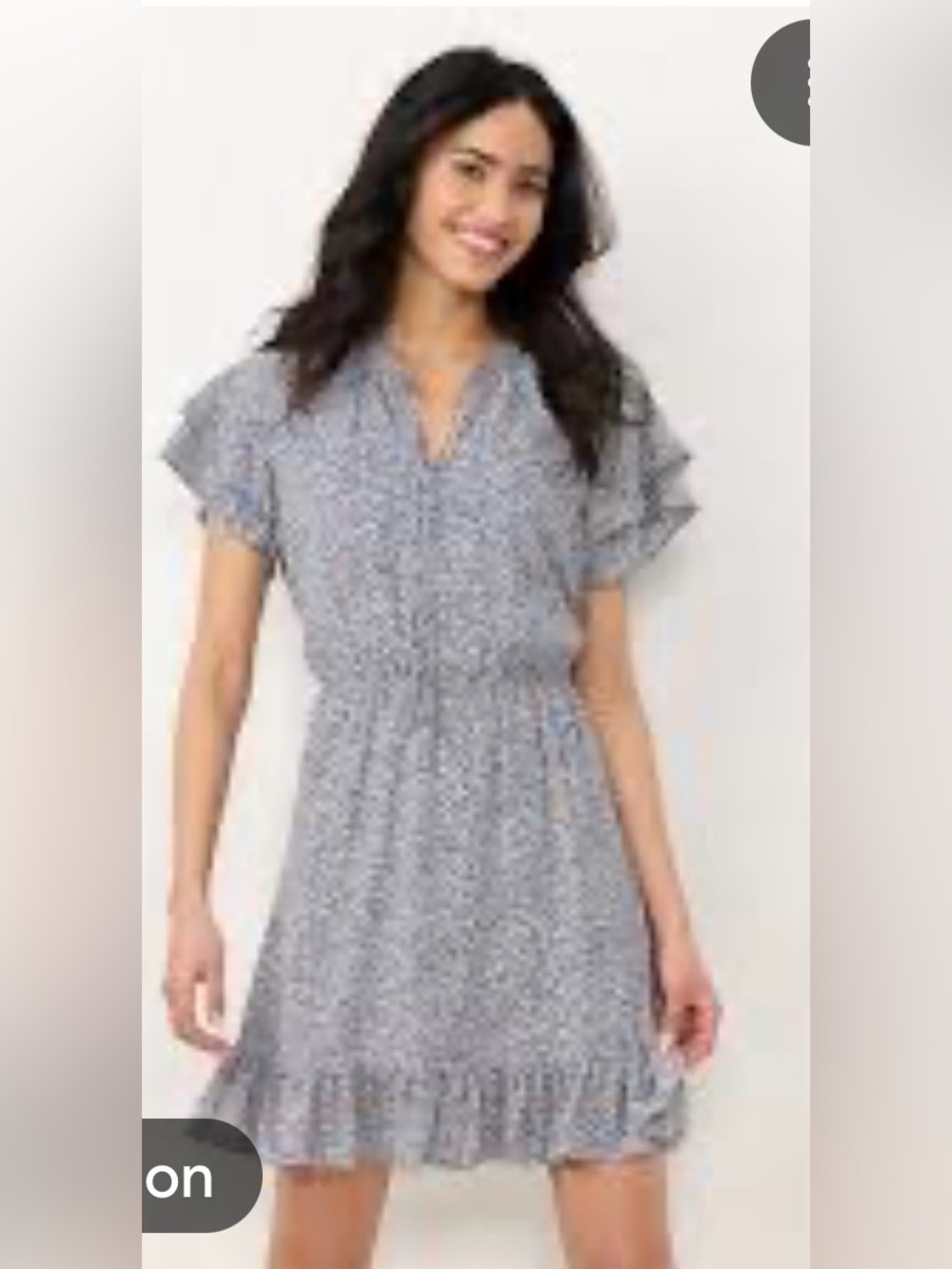 LC Lauren Conrad light blue Floral Ruffle-Sleeve Dress size L